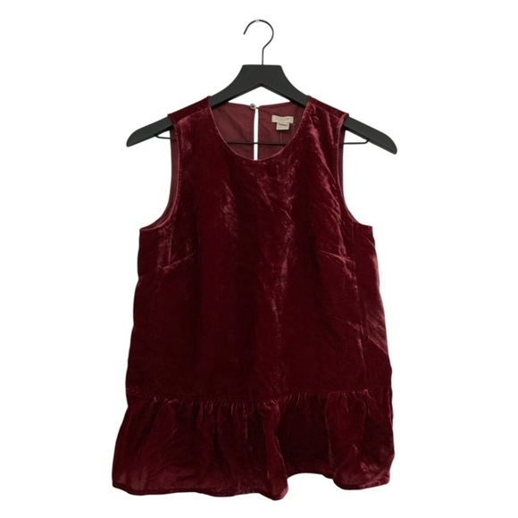 NEW JCREW Red Velvet Peplum Tank - Picture 2 of 2